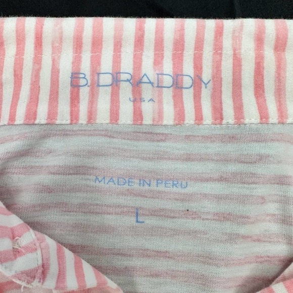 B. Draddy Golf Polo Pink + White Striped Men's Large - Picture 4 of 14